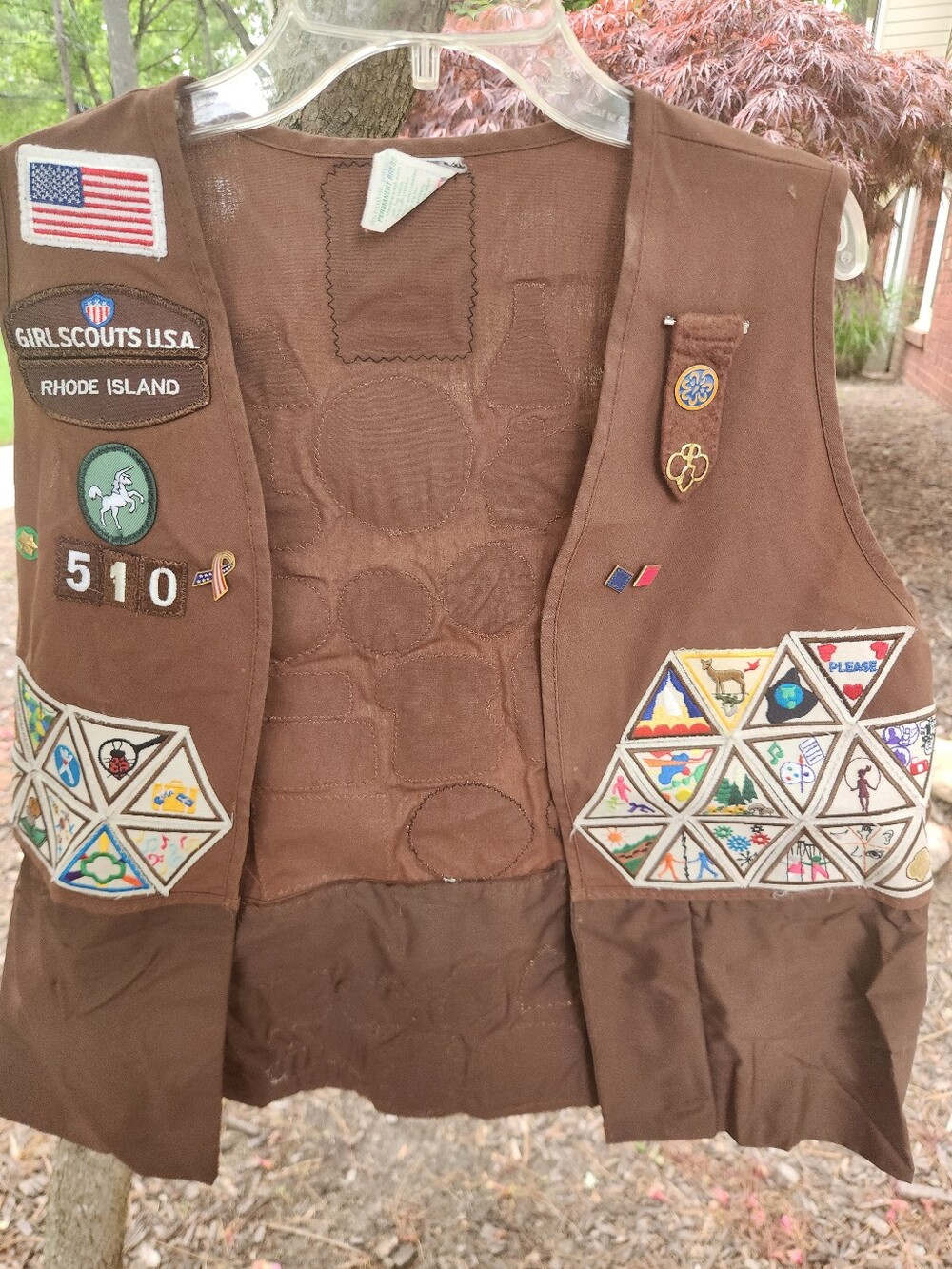 Girls Scouts Brown Vest with Merit Badge Panels